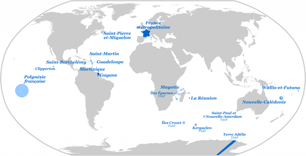 Carte territoires d'outre-mer Français
